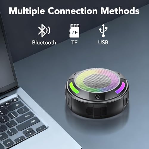 Image of Bluetooth Speaker, 2026 Portable Wireless Shower Speaker, Digital Display Portable Speaker with Detachable hook ,IPX7 Waterproof with LED Light, HD Sound & Bass for Bathroom, Pool, Beach & Outdoor
