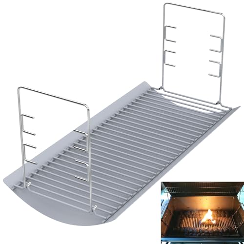 27 Inch Ash Pan Replacement for Chargriller 1224 1324 2121 2222 2727 2828 2929 Charbroil 17302056 Charcoal Grills Charcoal Tray Grates with 2pcs Fire Grate Hangers for Chargriller Parts