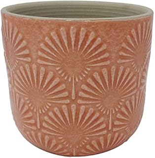 Sponsored Ad - Amazon Brand – Stone & Beam Medium Fan-Embossed Planter, 6"H, Arabesque Coral Pink