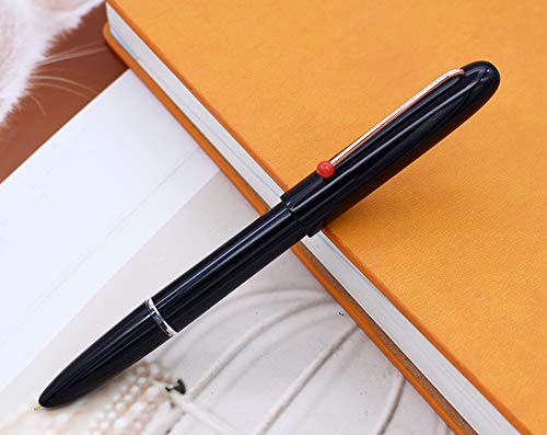 Image of KaCo RETRO Fountain Pen Hooded EF Nib Pen with Box, 2 pcs Ink Cartridges and 1 pc converter - Black Ink (Black)