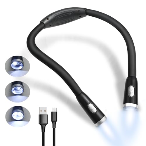 Lampe de lecture de cou rechargeable 1200 mAh avec bras flexibles à 360°
