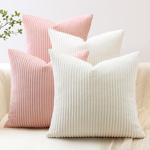 JOTOM 4er Set Cord Kissenbezüge Kissenhülle Dekorative Zierkissen Couchkissen Sofakissen Dekokissen Kordsamt Kissenbezug Deko Kissenhülle für Sofa...