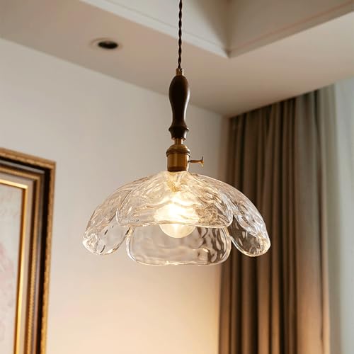 Lustre décoratif E27 avec abat-jour en verre ciselé
