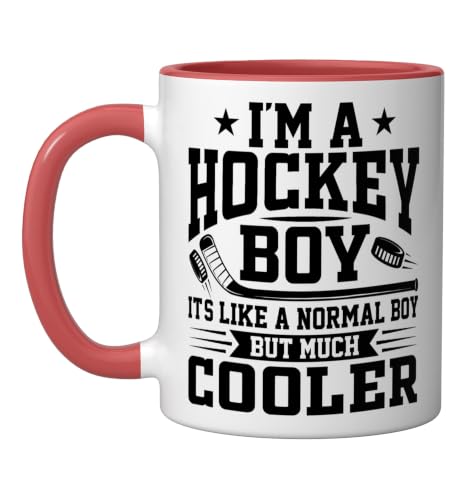 Ice Hockey Boy Like Normal Boy But Cooler Funny Hockey Ceramic Mug, Red/White, 11oz by Ice Hockey Gifts & Apparel Co - Used condition - US$14.16