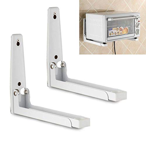 KaKaDz Universal Microwave Shelf Brackets,Kitchen Carbon Steel Wall-Mounted Shelf,Holder Foldable Stretch Rack,Microwave Weight 40kg Extendable Arms Adjustable 22.5-39cm (Color : White)