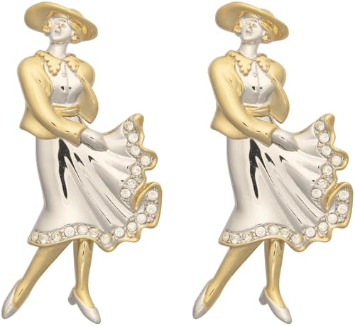 Image of Set of 2 Brooch Lapel Pins With Rhinestones
