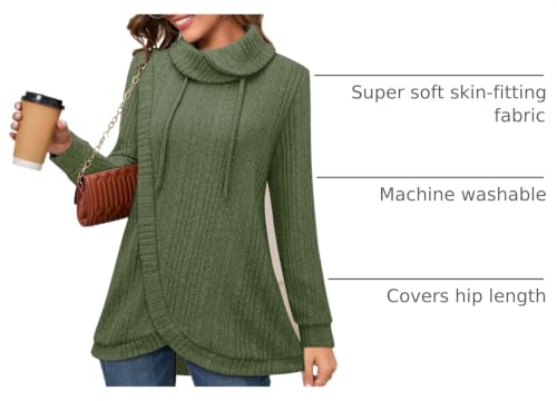 Image of Bulotus Tunic Sweaters for Women 2025 Turtleneck Sweater Pullover Lightweight Warm Tunic Tops for Leggings Loose Fit
