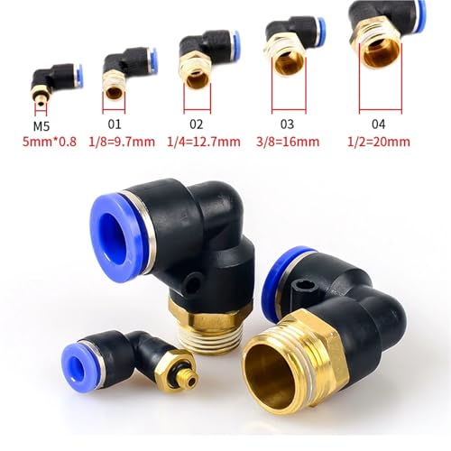 Conector neumático PL codo de 90 grados para tubo de 6mm y rosca de 1/4 macho 4