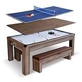 Hathaway Driftwood 84-in 3-in-1 Air Hockey Table with Ping...