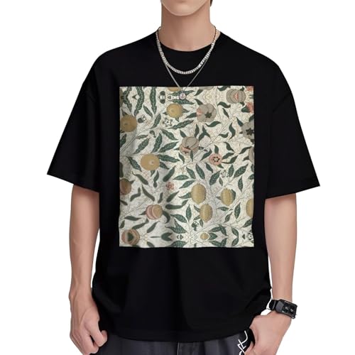 T-shirt coton homme frais respirant imprimé plantes fruits col rond coupe droite S-XL