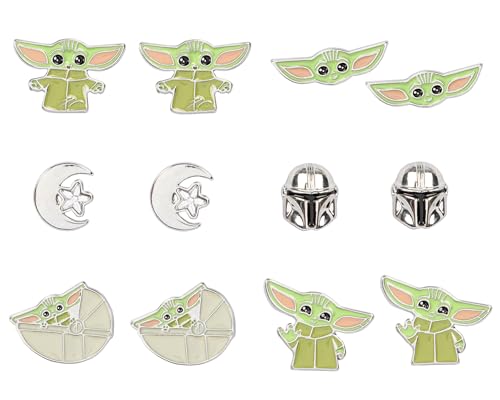 Star Wars The Mandalorian Grogu Baby Grogu 6 Pack Costume Jewelry Stud Earrings Set