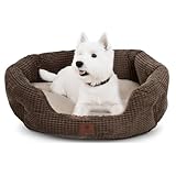 American Kennel Club 26' Clamshell Cuddler Dog Bed - Plush Popcorn Texture, Washable, Non-Slip, for Medium & Large Dogs