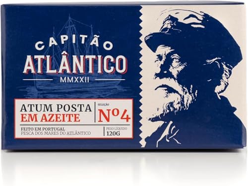 Thunfisch in Olivenöl – 4 x 120 g – portugiesische Konserven – grober Thunfisch konserviert in Olivenöl – verzehrfertige Meeresfrüchte