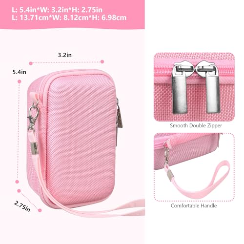 Image of Carrying Case for Sony RX100 VII / RX100 VI / RX100 V / RX100 IV / RX100 III Premium Compact Camera, Storage Holder Travel Bag with Zipper Mesh Pocket for Charging Cable, USB Card, Pink