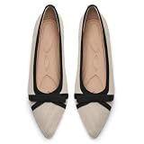 Oexuios Flats for Women Pointed Toe Knit Foldable Ballet Women's Flat Shoes Dressy Comfortable Slip On Womens Shoe for Casual Office Work