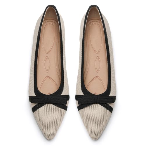 Image of Flats for Women Pointed Toe Knit Foldable Ballet Flat Shoes