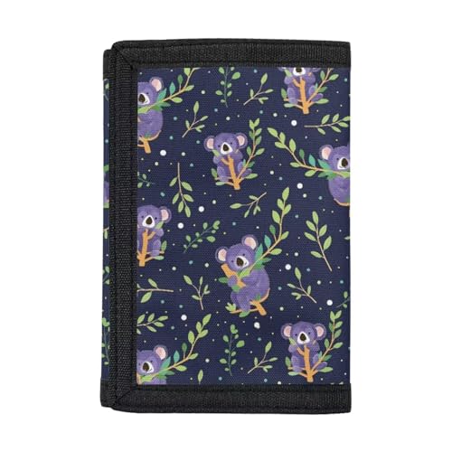 Koala Print Wallet for Kids for Teens Trifold Holder Large Capacity Pocket