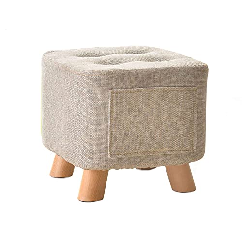 AEGCAOJH Reposapiés otomano con Patas de Madera Maciza, Asiento Acolchado, Ideal para Pasillo, Sala de Estar y Dormitorio, 28 x 28 x 25 cm (11 x 11 x 10 Pulgadas).