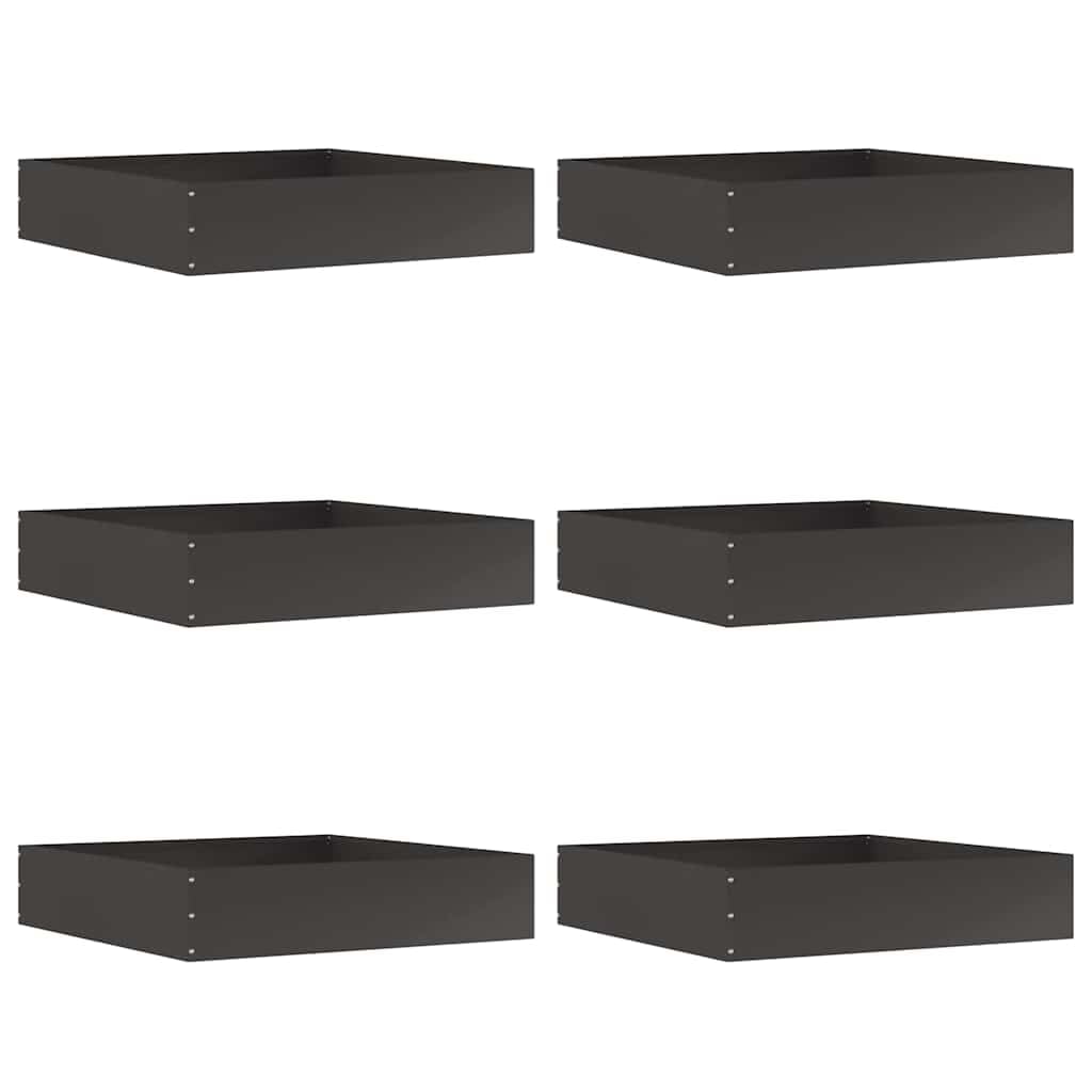 Raseneinfassung aus Stahl, Schwarz, 60 x 60 x 13 cm, 6er Set