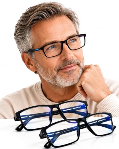myreen Reading Glass For Men and Women, Near Vision Power Glasses +1 +1.25 +1.5 +1.75 +2 +2.25 +2.5 +2.75 +3 | Lightweight Rectangular Plastic Frame (+1.50 Power, 2)