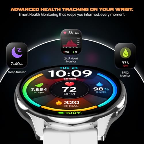 Image of GameSir Evo Vista Smartwatch, 1.39 inch HD Round Display, Bluetooth Calling, Heart Rate & SPO₂, 100+ Sports Modes, IP67, Long Battery Life for Men & Women (Magnatic White)