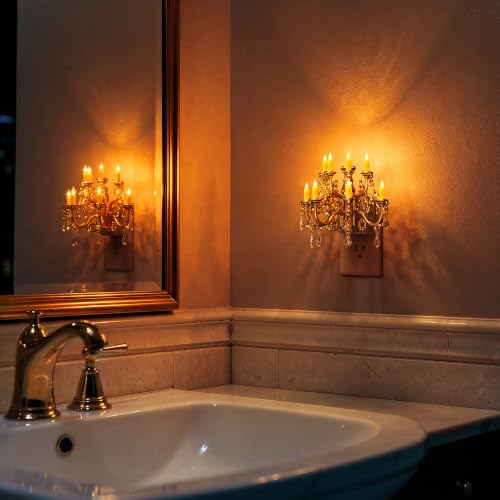Image of Briignite LED Chandelier Night Light, Amber Night Lights Plug into Wall with Dusk to Dawn Light Sensor, Dimmable Nightlight Plug in for Bathroom Bedroom Hallway Kitchen