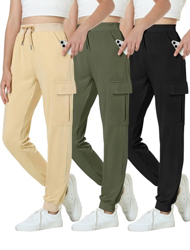 Image of EXARUS Girls Hiking Cargo Pants Joggers Teen Quick Dry Lightweight Slim Fit