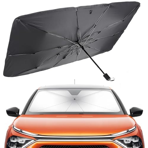 Image of Eliane Car Sun Shade Windshield Cover - Foldable Umbrella Sun Shade for Car Front Window, Sun Protection & Heat Insulation, Carbrella, Full Cover for Most Vehicles