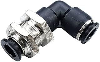 HongBoW Hardware 2 Pcs 3/8" Tube OD Push to Connect Fitting Bulkhead Elbow Air Pneumatic Push Fitting
