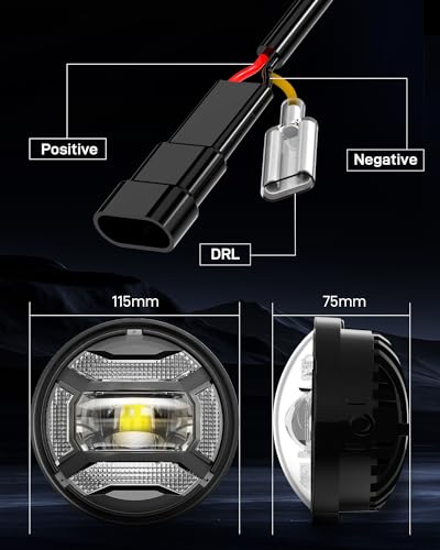 Image of LX-LIGHT DOT Black 60W 4.5 Inch LED Passing Light with DRL LED Fog Lamps for Motorcycles Auxiliary Light Bulb Motorcycle Projector Driving Lamp