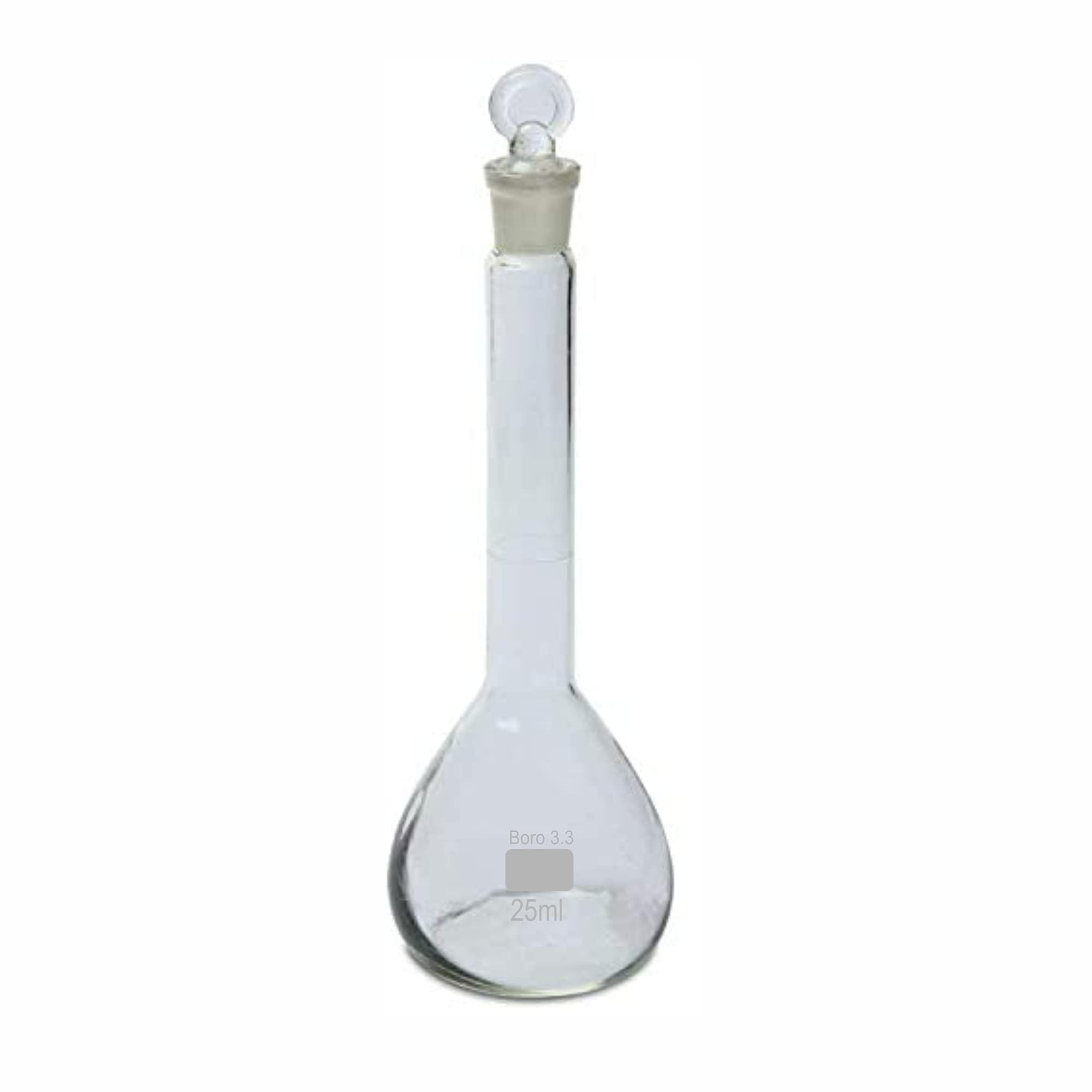 Salco Volumetric Flask Class A with Glass Stopper, Heavy Wall Borosilicate Glass Volumetric Flask (25 ML)-image-12