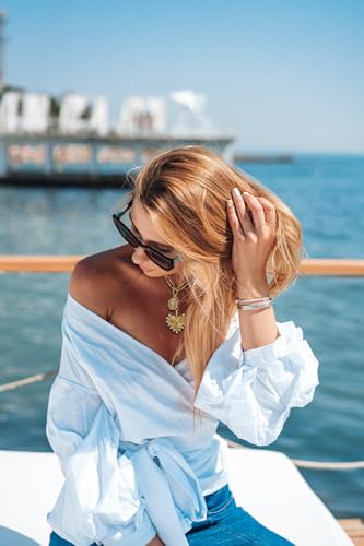 Sun Heart Pendant Choker Necklace for Women,18K Gold Plated Multi Pendants Chunky Paperclip Chain Hip Hop Neutral Jewelry4