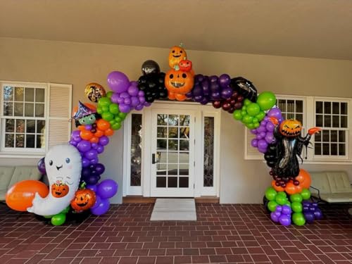 Image of Halloween Balloons,55Pcs 12Inch Orange Black Purple Green Confetti Balloons Kit, Orange and Black Balloon for Birthday Graduation Halloween Party Decorations