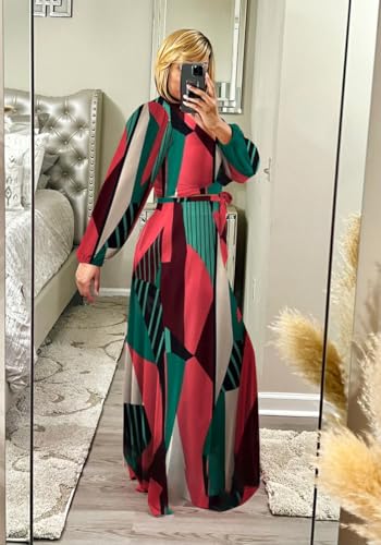 Image of Plus Size Women's 2 Piece Outfits Casual Long Sleeve Wrap Crop Top Maxi Long Dress Flowy Matching Sets