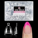 UNA GELLA Almond Gel Nail Tips Short: Half Cover Almond Shape Nail Tips Matte 216pcs Clear Gelly Tips for Saving Nail Extension DIY Nail Art, Self-handle 12Sizes
