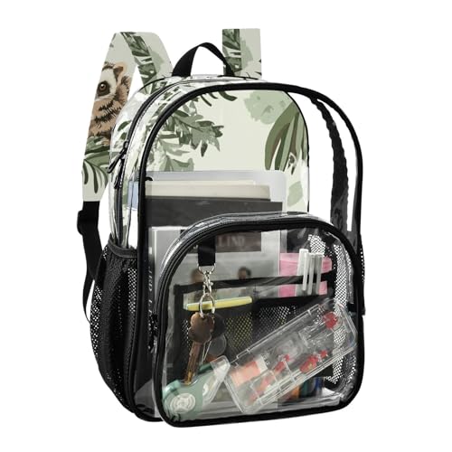 Safari Animal Green Leaves Clear Backpack For High School Clear Bookbags For Girls Boys Transparent Heavy Duty Bag2