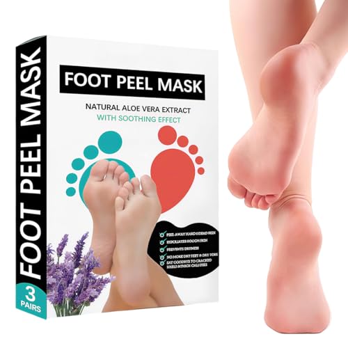 EIH1 3 Pares Mascarilla Pies Exfoliante, Máscara Pies Peeling, Mujeres y Hombres Quitar Piel Muerta y Callos, Lavanda
