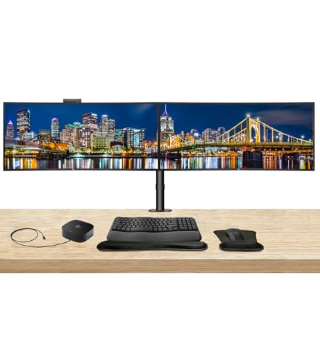 Image of HP Series 5 Pro 34-inch 534pm Curved 2K WQHD Conferencing Monitor, 2-Pack Bundled with Desk Mount Stand, USB-C Multiport G5 Dock, MK650 Wireless Keyboard & Mouse, Gel Mouse & Wrist Pad
