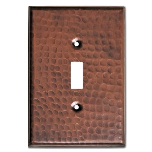 Monarch Abode Single Toggle Light Switch Cover Plate &ndash; 1-Gang Pure Copper Outlet Covers, Hand...