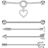 D.Bella Piercing de barra industrial 14 g, 38 mm, acero