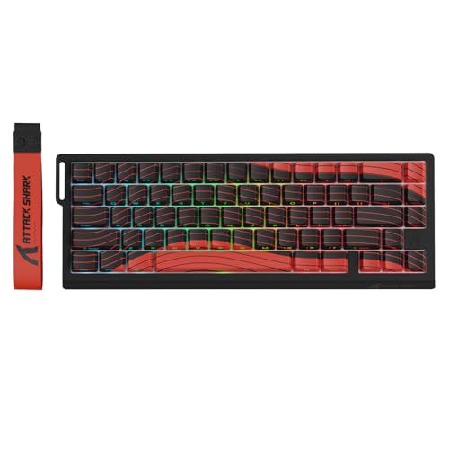 Image of ATTACK SHARK X68 PRO HE Wireless Rapid Trigger Gaming Keyboard with Adjustable Actuation,8K Polling Rate,Hall Effect Magnetic Switch,Hot-Swap,RGB Backlit,BT /2.4GHz /Wired,for FPS Games-Black&Red