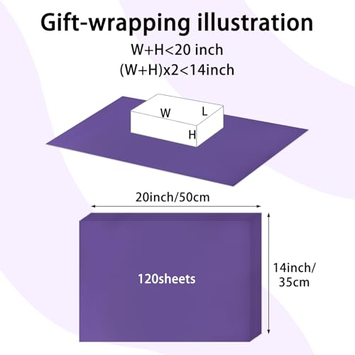 Image of 120 Sheets 20 inchX14 inch Purple Tissue Paper for Gift Bags Wrapping, Art Tissue Paper Bulk for Weddings Birthday Party Crafts Decoration