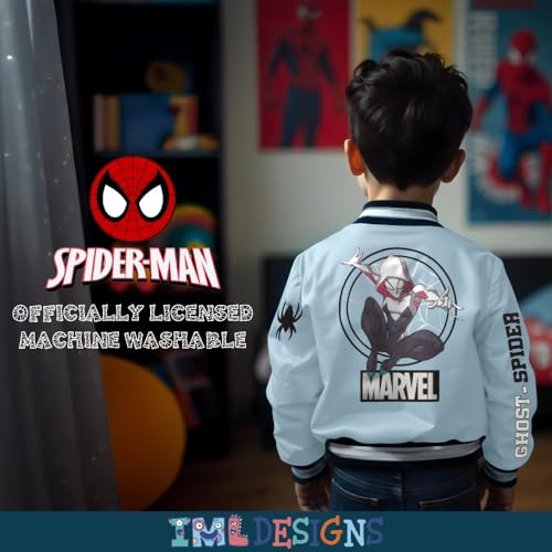 Image of Marvel Superheroes Boy's Bomber Jacket - Spider-Man, Miles Morales, Black Panther, Ghost-Spider, Venom Bomber Jacket for Kids