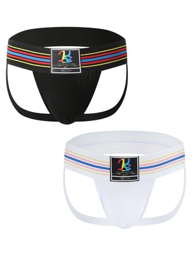 KAREN SPACE Mens Jock Strap 3 Inches High Elastic Wide Waistband Breathable Athletic Jockstrap Underwear Multiple Color