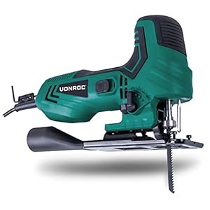 VONROC Decoupeerzaag 550 W met ergonomische T-greep – stofopname en stofblazer – 3+1 pendelposities