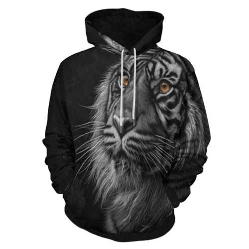 Sweat-shirt à manches longues tigre pull à capuche homme grande taille