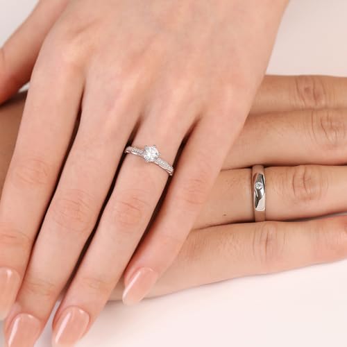 Meissa Alianza Anillos de Pareja Ajustables Plata de Ley 925 Anillo de Compromiso para Él y Ella Mujer con Circonita 0,44ct Regalo San Valentín Cumpleaños Navidad (Juego de dos anillos) - imagen 8