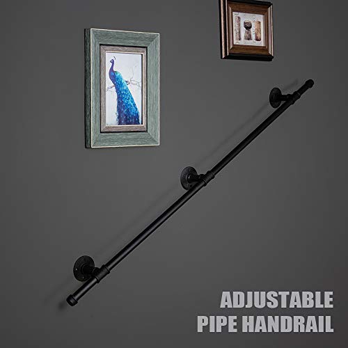 Kinmade Stair Handrail Industrial Loft Pipe Style Indoor Stair Railing Wrought Iron Railing Support Handrails For Stairs Grab Bars Industrial Bar Foot Rail Delight 7 1/2Ft #TOP3