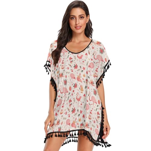Cache-maillot de bain femme imprimé flamant rose pour Noël