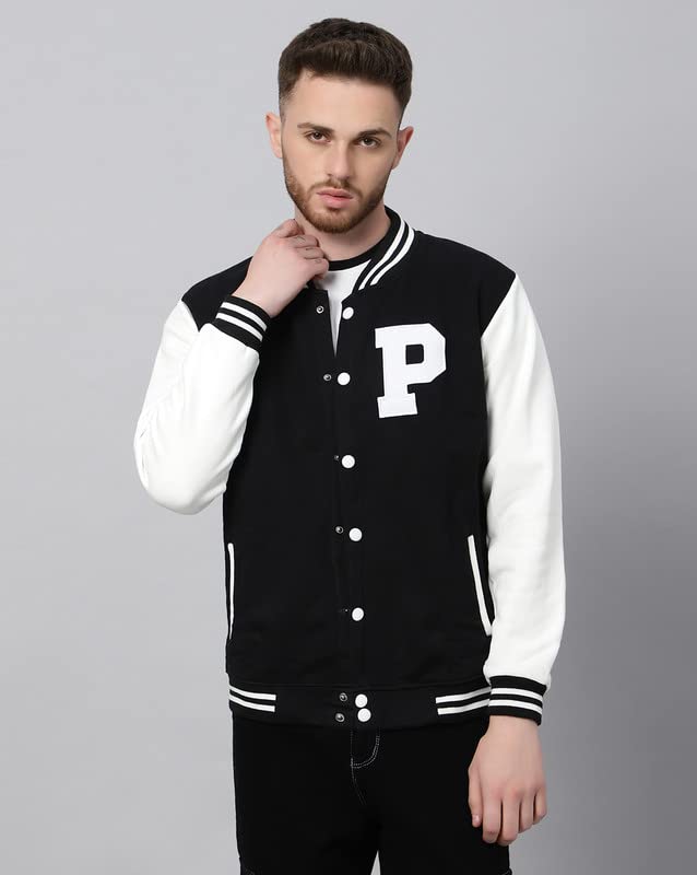 Image of BE SAVAGE Men's Cotton Blend Standard Length Varsity Jacket